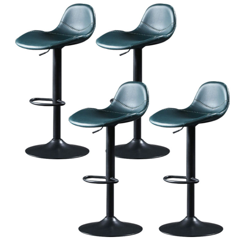 Adjustable Height Iron Leather Counter Stools Black Swivel Scandinavian Bar Stools Blue 4 Piece Set Clearhalo 'Bar Furniture' 'Bar Stools' 'bar_stools' 'furn' 'furn_bar_stools' 'furniture_bar_stools' 'Kitchen & Dining Furniture' 'kitchen&dining_furn' 'kitchen' 'kitchen_furn' Furniture' 4431242