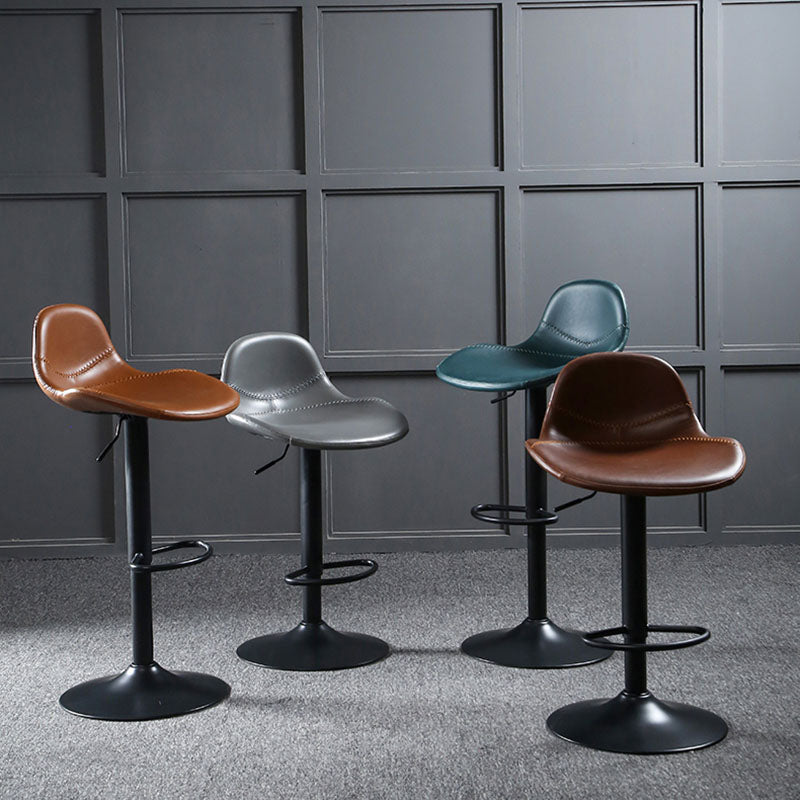 Adjustable Height Iron Leather Counter Stools Black Swivel Scandinavian Bar Stools Clearhalo 'Bar Furniture' 'Bar Stools' 'bar_stools' 'furn' 'furn_bar_stools' 'furniture_bar_stools' 'Kitchen & Dining Furniture' 'kitchen&dining_furn' 'kitchen' 'kitchen_furn' Furniture' 4431243