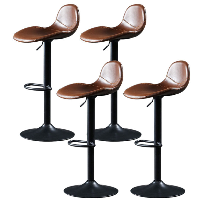 Adjustable Height Iron Leather Counter Stools Black Swivel Scandinavian Bar Stools Dark Brown 4 Piece Set Clearhalo 'Bar Furniture' 'Bar Stools' 'bar_stools' 'furn' 'furn_bar_stools' 'furniture_bar_stools' 'Kitchen & Dining Furniture' 'kitchen&dining_furn' 'kitchen' 'kitchen_furn' Furniture' 4431244