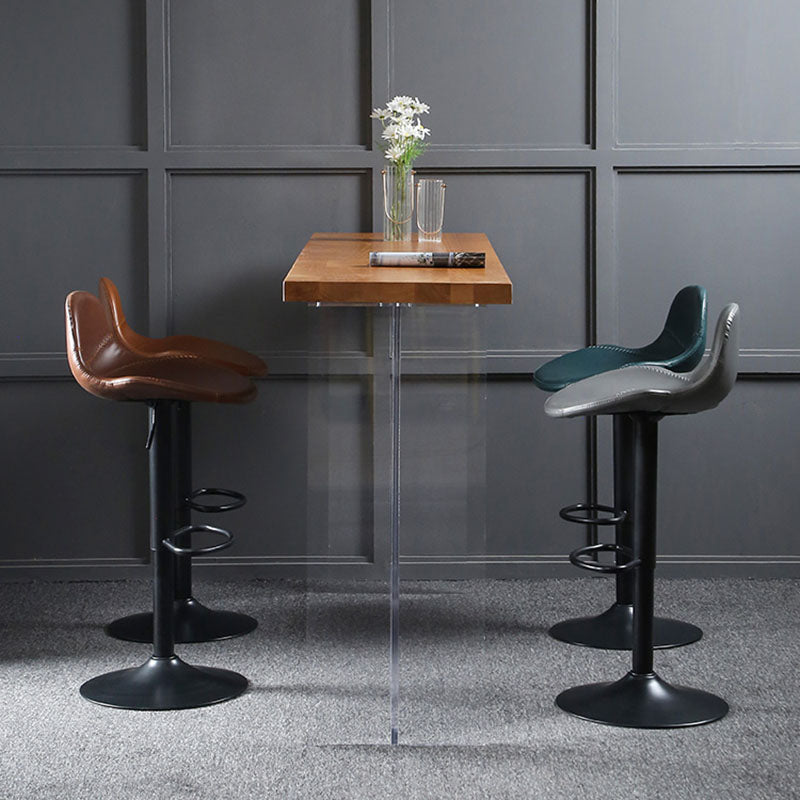 Adjustable Height Iron Leather Counter Stools Black Swivel Scandinavian Bar Stools Clearhalo 'Bar Furniture' 'Bar Stools' 'bar_stools' 'furn' 'furn_bar_stools' 'furniture_bar_stools' 'Kitchen & Dining Furniture' 'kitchen&dining_furn' 'kitchen' 'kitchen_furn' Furniture' 4431246