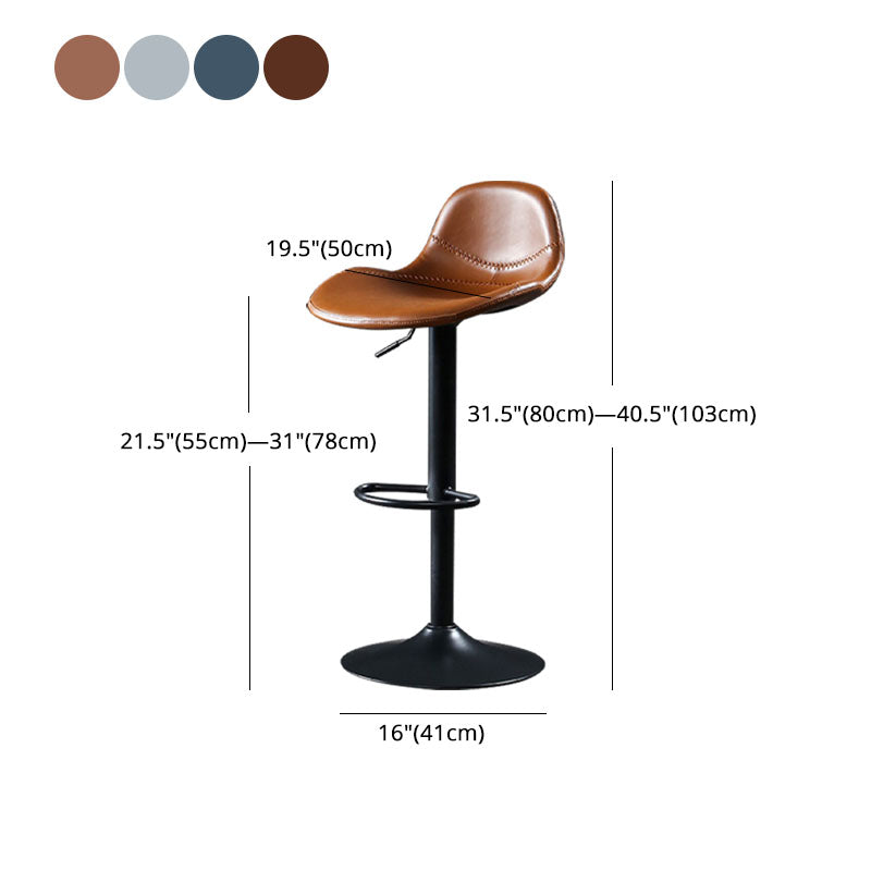 Adjustable Height Iron Leather Counter Stools Black Swivel Scandinavian Bar Stools Clearhalo 'Bar Furniture' 'Bar Stools' 'bar_stools' 'furn' 'furn_bar_stools' 'furniture_bar_stools' 'Kitchen & Dining Furniture' 'kitchen&dining_furn' 'kitchen' 'kitchen_furn' Furniture' 4431248