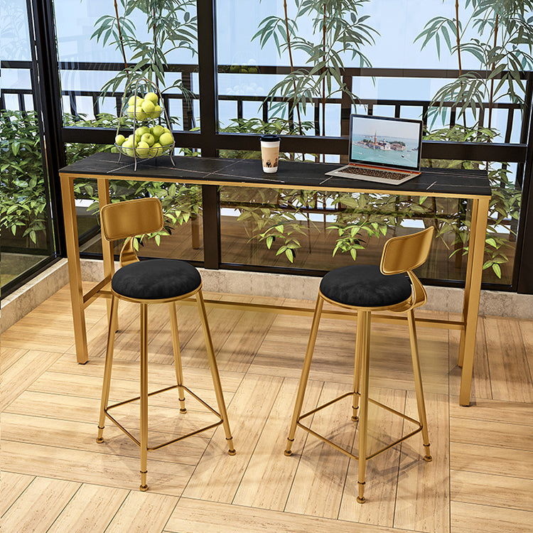 Industrial Iron Bar Table Faux Marble Rectangle Top 41.3"H Bistro Table with Footrest 78.7"L x 15.7"W x 41.3"H Black-Gold Without Chairs Clearhalo 'Bar Furniture' 'Bar Stools' 'Bar Tables' 'bar_stools' 'bar_tables' 'furn' 'furn_bar_tables' 'furniture_bar_stools' 'Kitchen & Dining Furniture' 'kitchen&dining_furn' 'kitchen' 'kitchen_furn' Furniture' 4431252