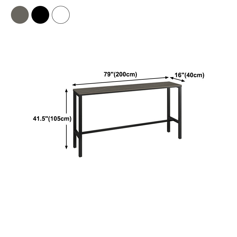 Industrial Iron Bar Table Faux Marble Rectangle Top 41.3"H Bistro Table with Footrest Clearhalo 'Bar Furniture' 'Bar Stools' 'Bar Tables' 'bar_stools' 'bar_tables' 'furn' 'furn_bar_tables' 'furniture_bar_stools' 'Kitchen & Dining Furniture' 'kitchen&dining_furn' 'kitchen' 'kitchen_furn' Furniture' 4431260