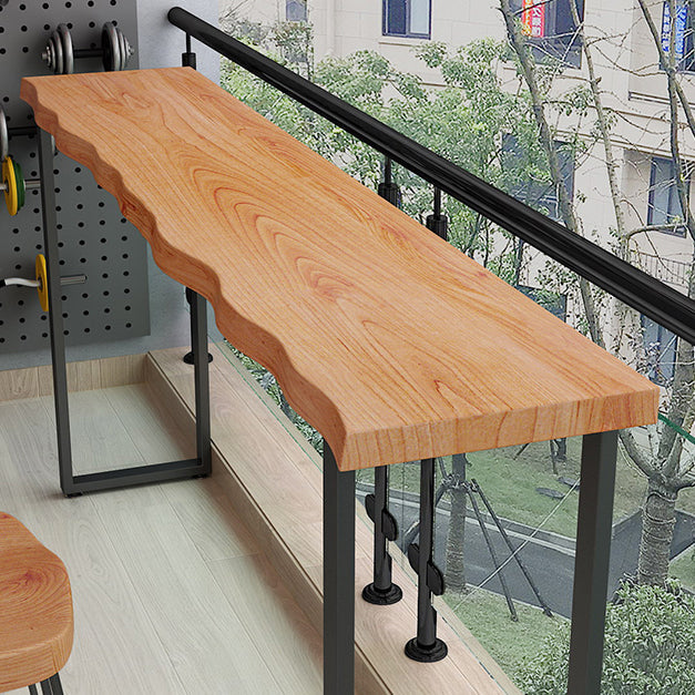 Modern Brown Wood Bistro Table with Rectangle Table Top Black Trestle Table, Only Table Clearhalo 'Bar Furniture' 'Bar Stools' 'Bar Tables' 'bar_stools' 'bar_tables' 'furn' 'furn_bar_tables' 'furniture_bar_stools' 'Kitchen & Dining Furniture' 'kitchen&dining_furn' 'kitchen' 'kitchen_furn' Furniture' 4431268