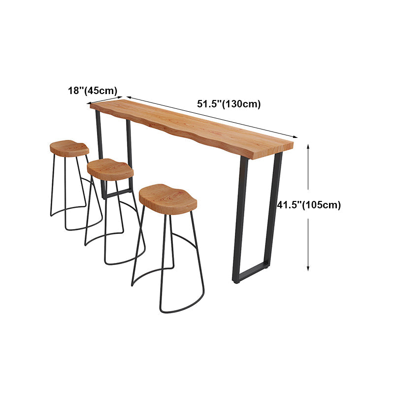 Modern Brown Wood Bistro Table with Rectangle Table Top Black Trestle Table, Only Table Clearhalo 'Bar Furniture' 'Bar Stools' 'Bar Tables' 'bar_stools' 'bar_tables' 'furn' 'furn_bar_tables' 'furniture_bar_stools' 'Kitchen & Dining Furniture' 'kitchen&dining_furn' 'kitchen' 'kitchen_furn' Furniture' 4431272