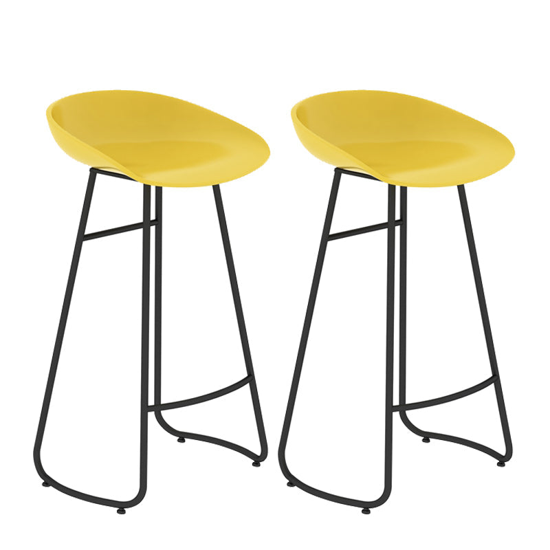 Modern Style Bar Chair PP Bucket Seat Iron Sled Legs Barstool with Footrest for Bar Yellow 2 Piece Set Bar Stool(30"H) Clearhalo 'Bar Furniture' 'Bar Stools' 'bar_stools' 'furn' 'furn_bar_stools' 'furniture_bar_stools' 'Kitchen & Dining Furniture' 'kitchen&dining_furn' 'kitchen' 'kitchen_furn' Furniture' 4431292