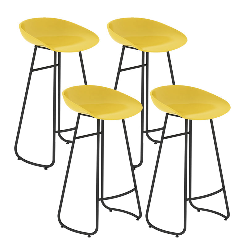Modern Style Bar Chair PP Bucket Seat Iron Sled Legs Barstool with Footrest for Bar Yellow 4 Piece Set Bar Stool(30"H) Clearhalo 'Bar Furniture' 'Bar Stools' 'bar_stools' 'furn' 'furn_bar_stools' 'furniture_bar_stools' 'Kitchen & Dining Furniture' 'kitchen&dining_furn' 'kitchen' 'kitchen_furn' Furniture' 4431294