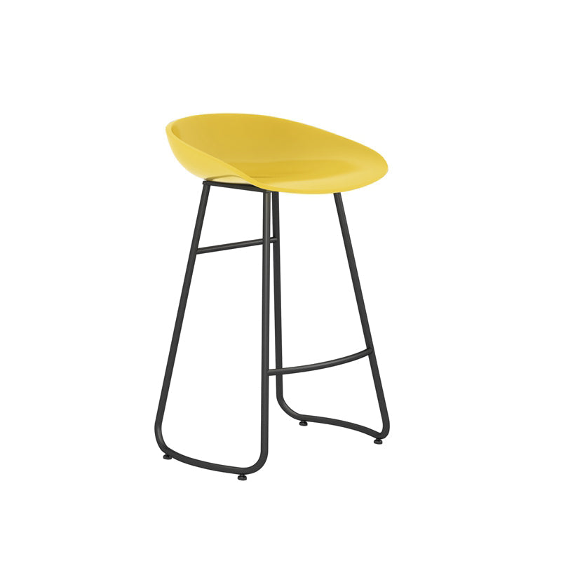 Modern Style Bar Chair PP Bucket Seat Iron Sled Legs Barstool with Footrest for Bar Yellow 1 Piece Counter Stool(26"H) Clearhalo 'Bar Furniture' 'Bar Stools' 'bar_stools' 'furn' 'furn_bar_stools' 'furniture_bar_stools' 'Kitchen & Dining Furniture' 'kitchen&dining_furn' 'kitchen' 'kitchen_furn' Furniture' 4431302