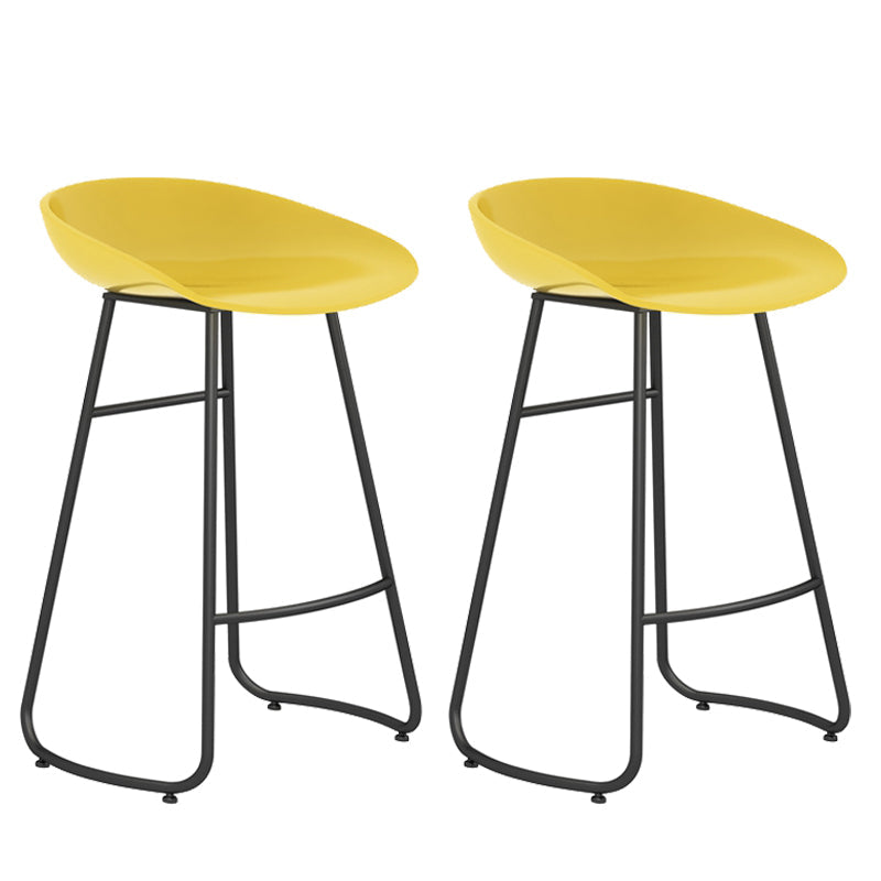 Modern Style Bar Chair PP Bucket Seat Iron Sled Legs Barstool with Footrest for Bar Yellow 2 Piece Set Counter Stool(26"H) Clearhalo 'Bar Furniture' 'Bar Stools' 'bar_stools' 'furn' 'furn_bar_stools' 'furniture_bar_stools' 'Kitchen & Dining Furniture' 'kitchen&dining_furn' 'kitchen' 'kitchen_furn' Furniture' 4431303