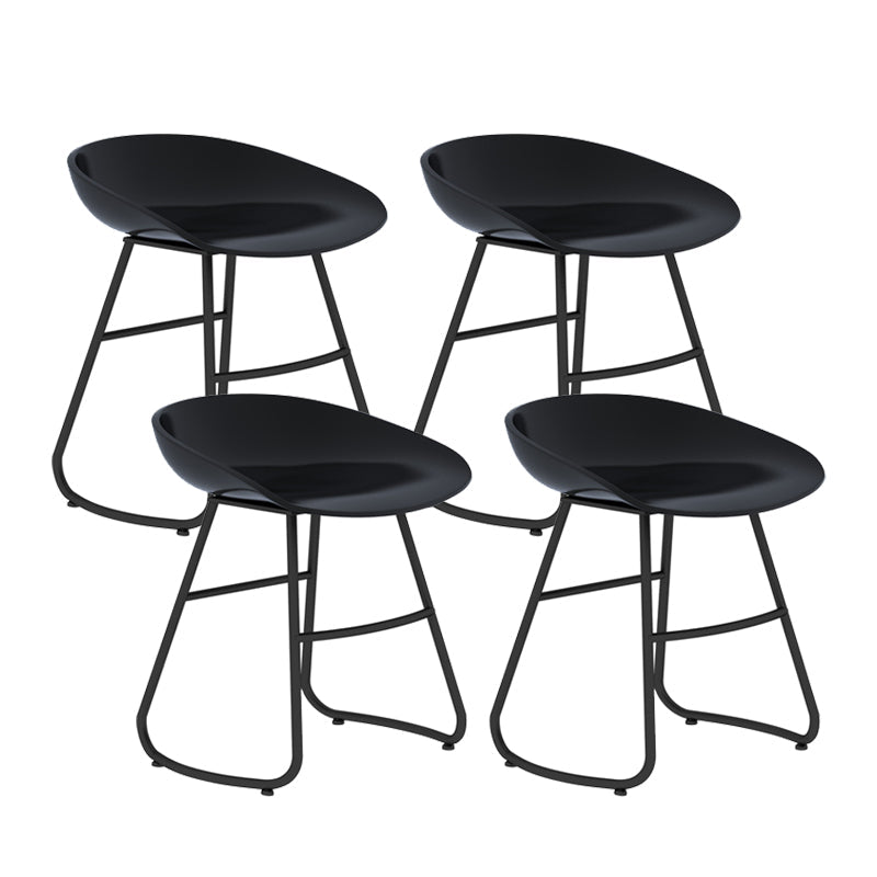 Modern Style Bar Chair PP Bucket Seat Iron Sled Legs Barstool with Footrest for Bar Black 4 Piece Set Short Stool(18"H) Clearhalo 'Bar Furniture' 'Bar Stools' 'bar_stools' 'furn' 'furn_bar_stools' 'furniture_bar_stools' 'Kitchen & Dining Furniture' 'kitchen&dining_furn' 'kitchen' 'kitchen_furn' Furniture' 4431307
