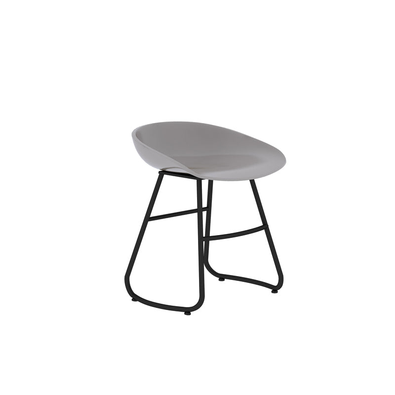 Modern Style Bar Chair PP Bucket Seat Iron Sled Legs Barstool with Footrest for Bar Grey 1 Piece Short Stool(18"H) Clearhalo 'Bar Furniture' 'Bar Stools' 'bar_stools' 'furn' 'furn_bar_stools' 'furniture_bar_stools' 'Kitchen & Dining Furniture' 'kitchen&dining_furn' 'kitchen' 'kitchen_furn' Furniture' 4431329