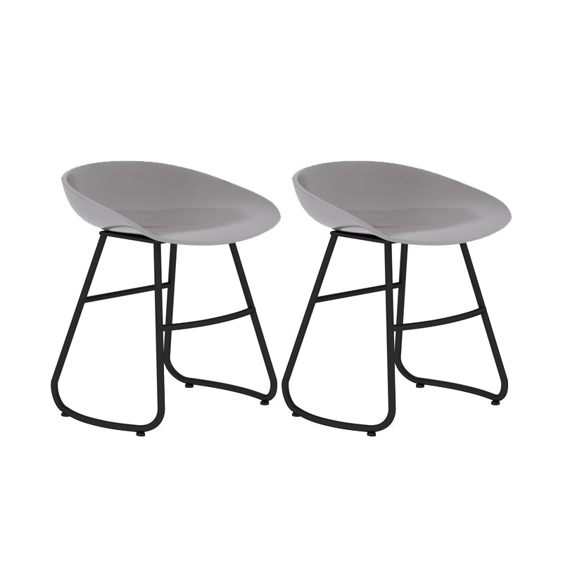 Modern Style Bar Chair PP Bucket Seat Iron Sled Legs Barstool with Footrest for Bar Grey 2 Piece Set Short Stool(18"H) Clearhalo 'Bar Furniture' 'Bar Stools' 'bar_stools' 'furn' 'furn_bar_stools' 'furniture_bar_stools' 'Kitchen & Dining Furniture' 'kitchen&dining_furn' 'kitchen' 'kitchen_furn' Furniture' 4431330