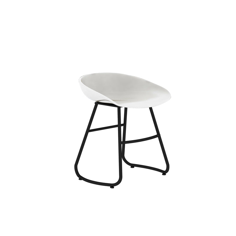 Modern Style Bar Chair PP Bucket Seat Iron Sled Legs Barstool with Footrest for Bar White 1 Piece Short Stool(18"H) Clearhalo 'Bar Furniture' 'Bar Stools' 'bar_stools' 'furn' 'furn_bar_stools' 'furniture_bar_stools' 'Kitchen & Dining Furniture' 'kitchen&dining_furn' 'kitchen' 'kitchen_furn' Furniture' 4431338