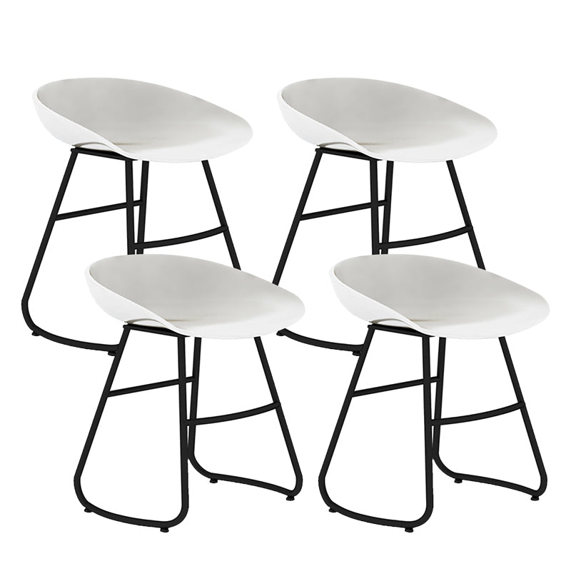 Modern Style Bar Chair PP Bucket Seat Iron Sled Legs Barstool with Footrest for Bar White 4 Piece Set Short Stool(18"H) Clearhalo 'Bar Furniture' 'Bar Stools' 'bar_stools' 'furn' 'furn_bar_stools' 'furniture_bar_stools' 'Kitchen & Dining Furniture' 'kitchen&dining_furn' 'kitchen' 'kitchen_furn' Furniture' 4431340
