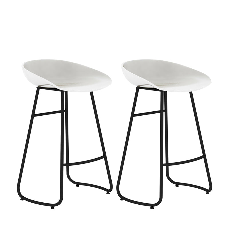 Modern Style Bar Chair PP Bucket Seat Iron Sled Legs Barstool with Footrest for Bar White 2 Piece Set Counter Stool(26"H) Clearhalo 'Bar Furniture' 'Bar Stools' 'bar_stools' 'furn' 'furn_bar_stools' 'furniture_bar_stools' 'Kitchen & Dining Furniture' 'kitchen&dining_furn' 'kitchen' 'kitchen_furn' Furniture' 4431342