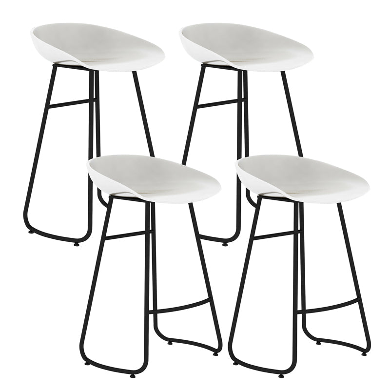 Modern Style Bar Chair PP Bucket Seat Iron Sled Legs Barstool with Footrest for Bar White 4 Piece Set Counter Stool(26"H) Clearhalo 'Bar Furniture' 'Bar Stools' 'bar_stools' 'furn' 'furn_bar_stools' 'furniture_bar_stools' 'Kitchen & Dining Furniture' 'kitchen&dining_furn' 'kitchen' 'kitchen_furn' Furniture' 4431343