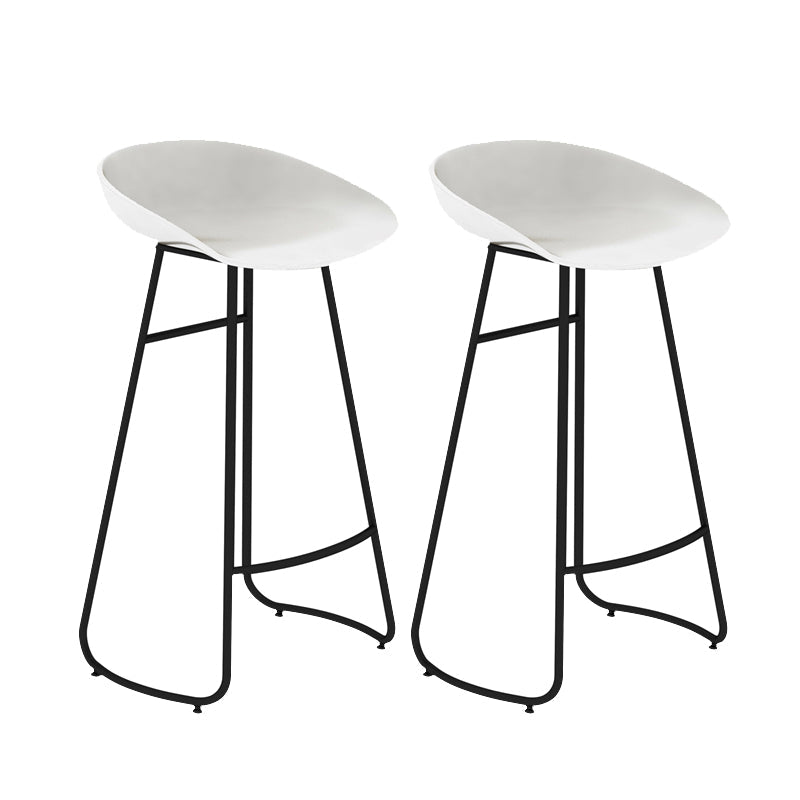 Modern Style Bar Chair PP Bucket Seat Iron Sled Legs Barstool with Footrest for Bar White 2 Piece Set Bar Stool(30"H) Clearhalo 'Bar Furniture' 'Bar Stools' 'bar_stools' 'furn' 'furn_bar_stools' 'furniture_bar_stools' 'Kitchen & Dining Furniture' 'kitchen&dining_furn' 'kitchen' 'kitchen_furn' Furniture' 4431345