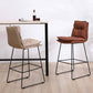 Scandinavian Leather Counter Stools Black Metal Low Back Bar Stools with Footrest Clearhalo 'Bar Furniture' 'Bar Stools' 'bar_stools' 'furn' 'furn_bar_stools' 'furniture_bar_stools' 'Kitchen & Dining Furniture' 'kitchen&dining_furn' 'kitchen' 'kitchen_furn' Furniture' 4438049