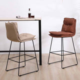 Scandinavian Leather Counter Stools Black Metal Low Back Bar Stools with Footrest Clearhalo 'Bar Furniture' 'Bar Stools' 'bar_stools' 'furn' 'furn_bar_stools' 'furniture_bar_stools' 'Kitchen & Dining Furniture' 'kitchen&dining_furn' 'kitchen' 'kitchen_furn' Furniture' 4438049