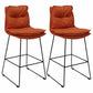 Scandinavian Leather Counter Stools Black Metal Low Back Bar Stools with Footrest Orange 2 Piece Set Clearhalo 'Bar Furniture' 'Bar Stools' 'bar_stools' 'furn' 'furn_bar_stools' 'furniture_bar_stools' 'Kitchen & Dining Furniture' 'kitchen&dining_furn' 'kitchen' 'kitchen_furn' Furniture' 4438058