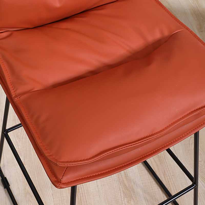 Scandinavian Leather Counter Stools Black Metal Low Back Bar Stools with Footrest Clearhalo 'Bar Furniture' 'Bar Stools' 'bar_stools' 'furn' 'furn_bar_stools' 'furniture_bar_stools' 'Kitchen & Dining Furniture' 'kitchen&dining_furn' 'kitchen' 'kitchen_furn' Furniture' 4438059