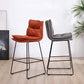Scandinavian Leather Counter Stools Black Metal Low Back Bar Stools with Footrest Clearhalo 'Bar Furniture' 'Bar Stools' 'bar_stools' 'furn' 'furn_bar_stools' 'furniture_bar_stools' 'Kitchen & Dining Furniture' 'kitchen&dining_furn' 'kitchen' 'kitchen_furn' Furniture' 4438067