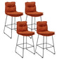 Scandinavian Leather Counter Stools Black Metal Low Back Bar Stools with Footrest Orange 4 Piece Set Clearhalo 'Bar Furniture' 'Bar Stools' 'bar_stools' 'furn' 'furn_bar_stools' 'furniture_bar_stools' 'Kitchen & Dining Furniture' 'kitchen&dining_furn' 'kitchen' 'kitchen_furn' Furniture' 4438071