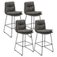 Scandinavian Leather Counter Stools Black Metal Low Back Bar Stools with Footrest Dark Gray 4 Piece Set Clearhalo 'Bar Furniture' 'Bar Stools' 'bar_stools' 'furn' 'furn_bar_stools' 'furniture_bar_stools' 'Kitchen & Dining Furniture' 'kitchen&dining_furn' 'kitchen' 'kitchen_furn' Furniture' 4438073