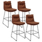 Scandinavian Leather Counter Stools Black Metal Low Back Bar Stools with Footrest Brown 4 Piece Set Clearhalo 'Bar Furniture' 'Bar Stools' 'bar_stools' 'furn' 'furn_bar_stools' 'furniture_bar_stools' 'Kitchen & Dining Furniture' 'kitchen&dining_furn' 'kitchen' 'kitchen_furn' Furniture' 4438074