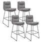 Scandinavian Leather Counter Stools Black Metal Low Back Bar Stools with Footrest Light Gray 4 Piece Set Clearhalo 'Bar Furniture' 'Bar Stools' 'bar_stools' 'furn' 'furn_bar_stools' 'furniture_bar_stools' 'Kitchen & Dining Furniture' 'kitchen&dining_furn' 'kitchen' 'kitchen_furn' Furniture' 4438076