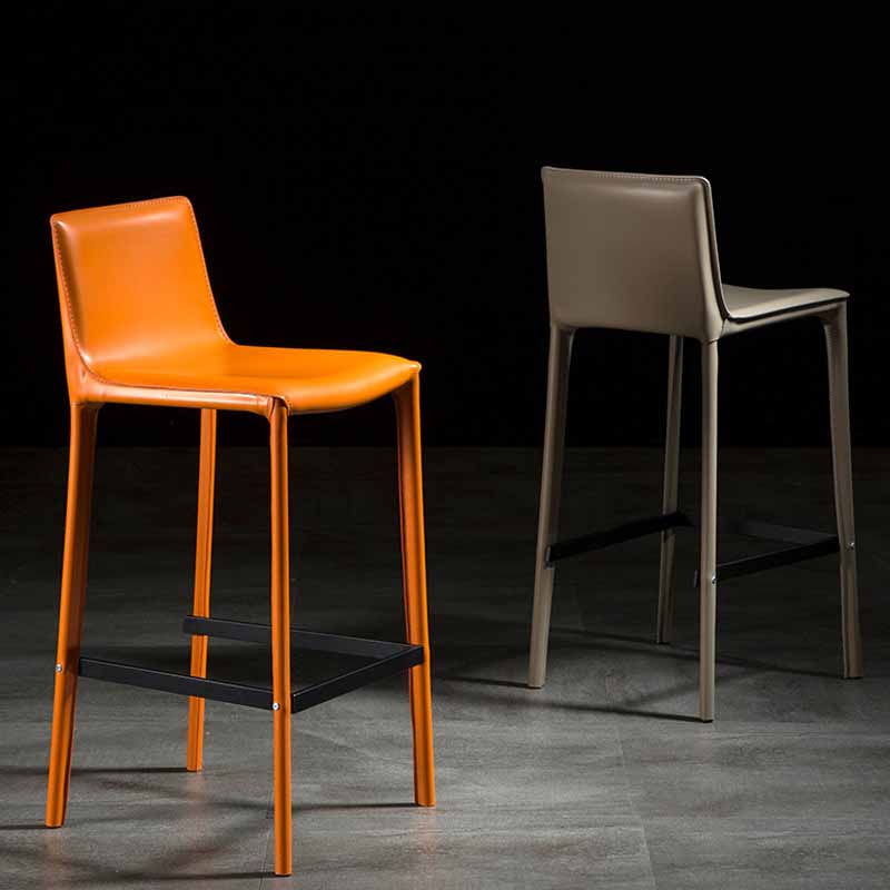 1 Pc Metal Leather Counter Stools Industrial Low Back Bar Stools with Rectangle Seat Clearhalo 'Bar Furniture' 'Bar Stools' 'bar_stools' 'furn' 'furn_bar_stools' 'furniture_bar_stools' 'Kitchen & Dining Furniture' 'kitchen&dining_furn' 'kitchen' 'kitchen_furn' Furniture' 4438079