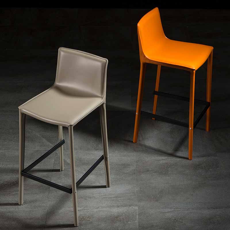 1 Pc Metal Leather Counter Stools Industrial Low Back Bar Stools with Rectangle Seat Clearhalo 'Bar Furniture' 'Bar Stools' 'bar_stools' 'furn' 'furn_bar_stools' 'furniture_bar_stools' 'Kitchen & Dining Furniture' 'kitchen&dining_furn' 'kitchen' 'kitchen_furn' Furniture' 4438082