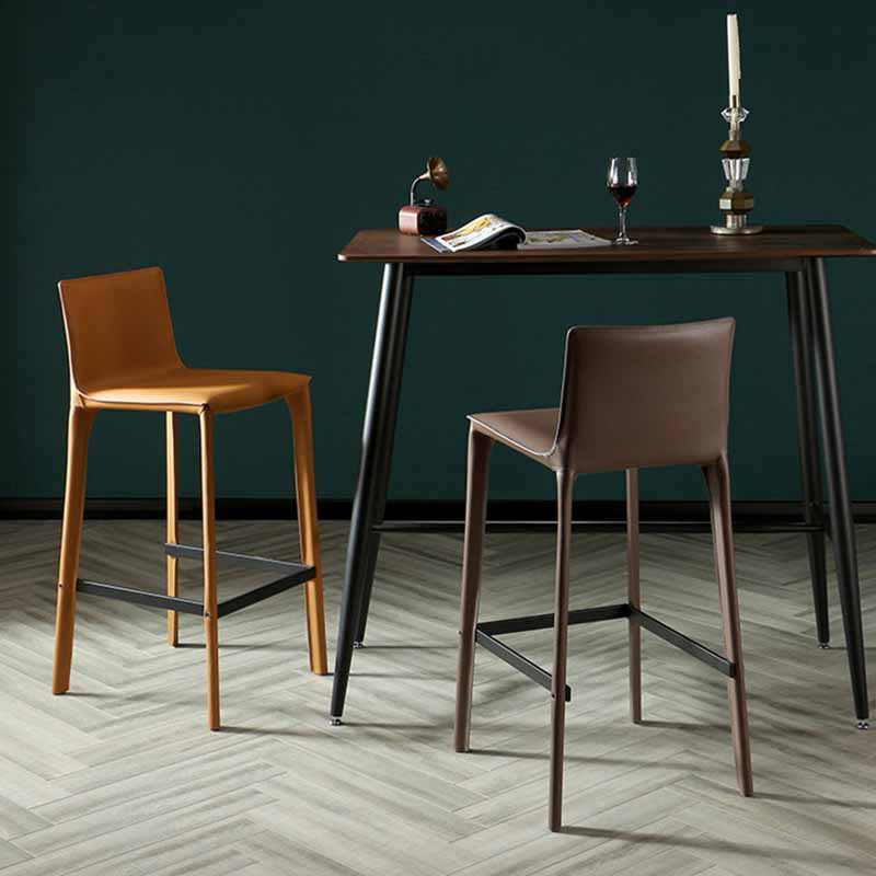 1 Pc Metal Leather Counter Stools Industrial Low Back Bar Stools with Rectangle Seat Clearhalo 'Bar Furniture' 'Bar Stools' 'bar_stools' 'furn' 'furn_bar_stools' 'furniture_bar_stools' 'Kitchen & Dining Furniture' 'kitchen&dining_furn' 'kitchen' 'kitchen_furn' Furniture' 4438083