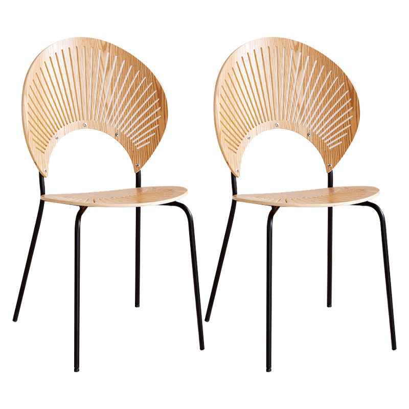 Modern Style Wooden Dining Chairs Open Back Dining Side Chairs with Metal Legs Natural 2 Piece Set Black Clearhalo ' kitchen&dining_furn' 'Dining Chairs' 'Dining Tables & Seating' 'dining_chair' 'furn' 'furn_dining_chair' 'Furniture' 'furniture_dining_chair' 'Kitchen & Dining Furniture' 'kitchen' 4438106