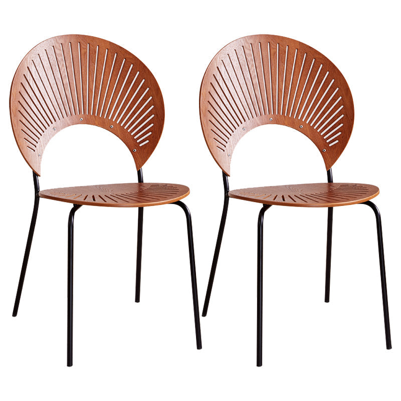 Modern Style Wooden Dining Chairs Open Back Dining Side Chairs with Metal Legs Walnut 2 Piece Set Black Clearhalo ' kitchen&dining_furn' 'Dining Chairs' 'Dining Tables & Seating' 'dining_chair' 'furn' 'furn_dining_chair' 'Furniture' 'furniture_dining_chair' 'Kitchen & Dining Furniture' 'kitchen' 4438111