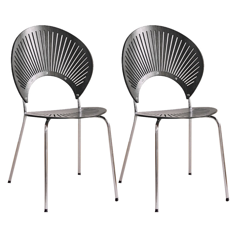 Modern Style Wooden Dining Chairs Open Back Dining Side Chairs with Metal Legs Black 2 Piece Set Silver Clearhalo ' kitchen&dining_furn' 'Dining Chairs' 'Dining Tables & Seating' 'dining_chair' 'furn' 'furn_dining_chair' 'Furniture' 'furniture_dining_chair' 'Kitchen & Dining Furniture' 'kitchen' 4438114