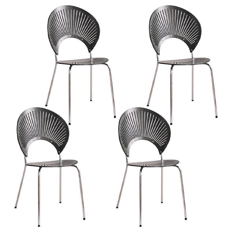 Modern Style Wooden Dining Chairs Open Back Dining Side Chairs with Metal Legs Black 4 Piece Set Silver Clearhalo ' kitchen&dining_furn' 'Dining Chairs' 'Dining Tables & Seating' 'dining_chair' 'furn' 'furn_dining_chair' 'Furniture' 'furniture_dining_chair' 'Kitchen & Dining Furniture' 'kitchen' 4438115