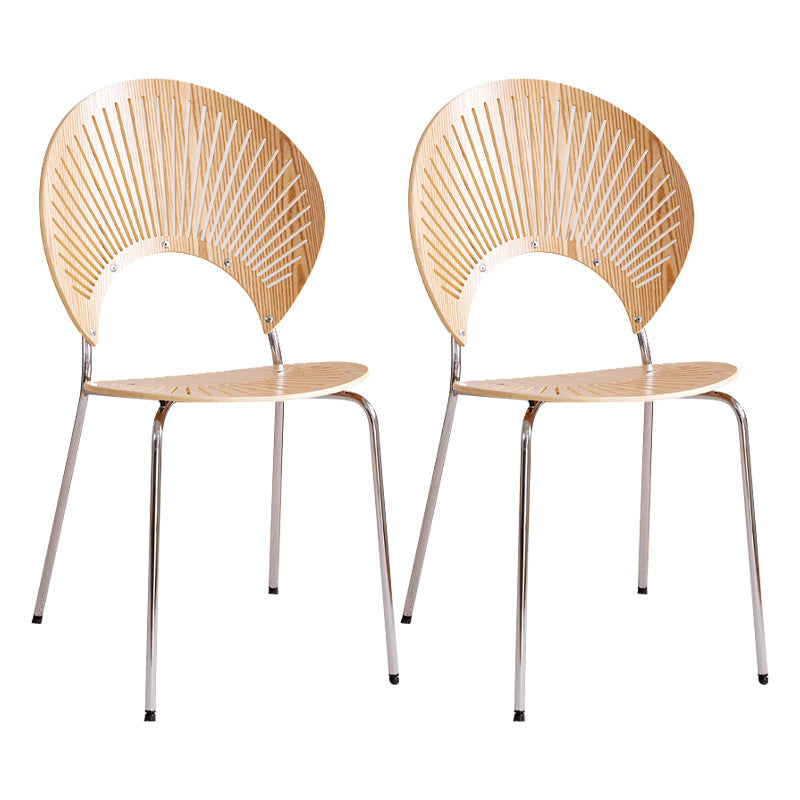 Modern Style Wooden Dining Chairs Open Back Dining Side Chairs with Metal Legs Natural 2 Piece Set Silver Clearhalo ' kitchen&dining_furn' 'Dining Chairs' 'Dining Tables & Seating' 'dining_chair' 'furn' 'furn_dining_chair' 'Furniture' 'furniture_dining_chair' 'Kitchen & Dining Furniture' 'kitchen' 4438120