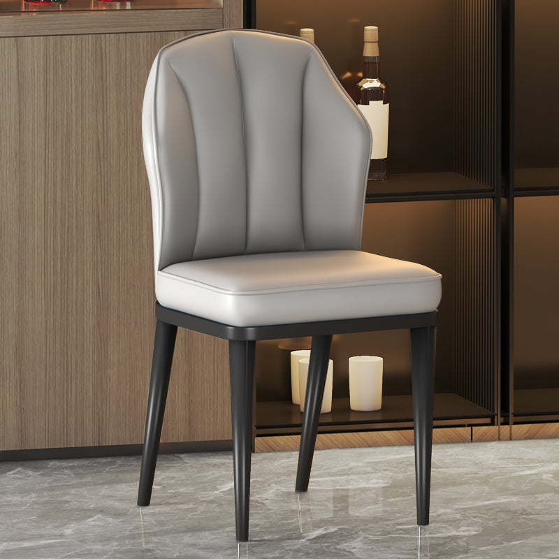 Glam Metal Dining Armless Chairs Upholstered Dining Leather Chairs for Restaurant Light Gray 1 Piece Black Clearhalo ' kitchen&dining_furn' 'Dining Chairs' 'Dining Tables & Seating' 'dining_chair' 'furn' 'furn_dining_chair' 'Furniture' 'furniture_dining_chair' 'Kitchen & Dining Furniture' 'kitchen' 4438133