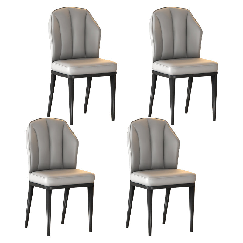 Glam Metal Dining Armless Chairs Upholstered Dining Leather Chairs for Restaurant Light Gray 4 Piece Set Black Clearhalo ' kitchen&dining_furn' 'Dining Chairs' 'Dining Tables & Seating' 'dining_chair' 'furn' 'furn_dining_chair' 'Furniture' 'furniture_dining_chair' 'Kitchen & Dining Furniture' 'kitchen' 4438137