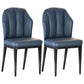 Glam Metal Dining Armless Chairs Upholstered Dining Leather Chairs for Restaurant Dark Blue 2 Piece Set Black Clearhalo ' kitchen&dining_furn' 'Dining Chairs' 'Dining Tables & Seating' 'dining_chair' 'furn' 'furn_dining_chair' 'Furniture' 'furniture_dining_chair' 'Kitchen & Dining Furniture' 'kitchen' 4438148