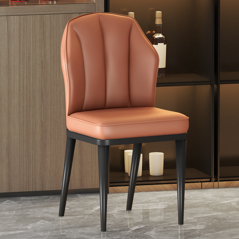 Glam Metal Dining Armless Chairs Upholstered Dining Leather Chairs for Restaurant Orange 1 Piece Black Clearhalo ' kitchen&dining_furn' 'Dining Chairs' 'Dining Tables & Seating' 'dining_chair' 'furn' 'furn_dining_chair' 'Furniture' 'furniture_dining_chair' 'Kitchen & Dining Furniture' 'kitchen' 4438150