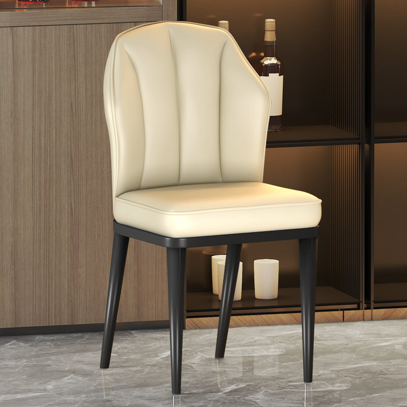 Glam Metal Dining Armless Chairs Upholstered Dining Leather Chairs for Restaurant Off-White 1 Piece Black Clearhalo ' kitchen&dining_furn' 'Dining Chairs' 'Dining Tables & Seating' 'dining_chair' 'furn' 'furn_dining_chair' 'Furniture' 'furniture_dining_chair' 'Kitchen & Dining Furniture' 'kitchen' 4438153