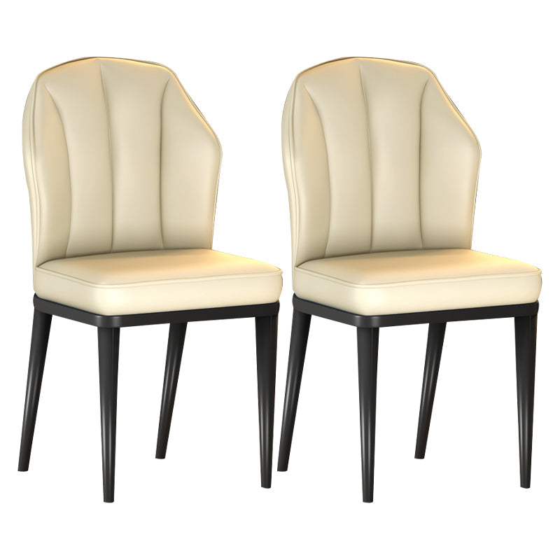 Glam Metal Dining Armless Chairs Upholstered Dining Leather Chairs for Restaurant Off-White 2 Piece Set Black Clearhalo ' kitchen&dining_furn' 'Dining Chairs' 'Dining Tables & Seating' 'dining_chair' 'furn' 'furn_dining_chair' 'Furniture' 'furniture_dining_chair' 'Kitchen & Dining Furniture' 'kitchen' 4438154