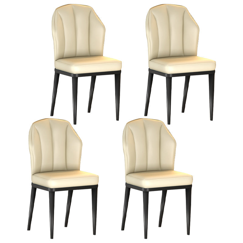 Glam Metal Dining Armless Chairs Upholstered Dining Leather Chairs for Restaurant Off-White 4 Piece Set Black Clearhalo ' kitchen&dining_furn' 'Dining Chairs' 'Dining Tables & Seating' 'dining_chair' 'furn' 'furn_dining_chair' 'Furniture' 'furniture_dining_chair' 'Kitchen & Dining Furniture' 'kitchen' 4438155