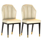 Glam Metal Dining Armless Chairs Upholstered Dining Leather Chairs for Restaurant Off-White 2 Piece Set Brass Gold Clearhalo ' kitchen&dining_furn' 'Dining Chairs' 'Dining Tables & Seating' 'dining_chair' 'furn' 'furn_dining_chair' 'Furniture' 'furniture_dining_chair' 'Kitchen & Dining Furniture' 'kitchen' 4438175