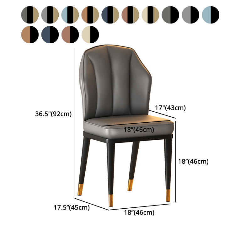 Glam Metal Dining Armless Chairs Upholstered Dining Leather Chairs for Restaurant Clearhalo ' kitchen&dining_furn' 'Dining Chairs' 'Dining Tables & Seating' 'dining_chair' 'furn' 'furn_dining_chair' 'Furniture' 'furniture_dining_chair' 'Kitchen & Dining Furniture' 'kitchen' 4438177