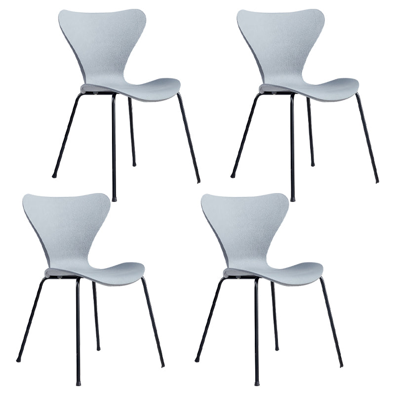 Contemporary Metal Dining Chairs Dining Armless Side Chair for Kitchen Grey 4 Piece Set Clearhalo ' kitchen&dining_furn' 'Dining Chairs' 'Dining Tables & Seating' 'dining_chair' 'furn' 'furn_dining_chair' 'Furniture' 'furniture_dining_chair' 'Kitchen & Dining Furniture' 'kitchen' 4438188