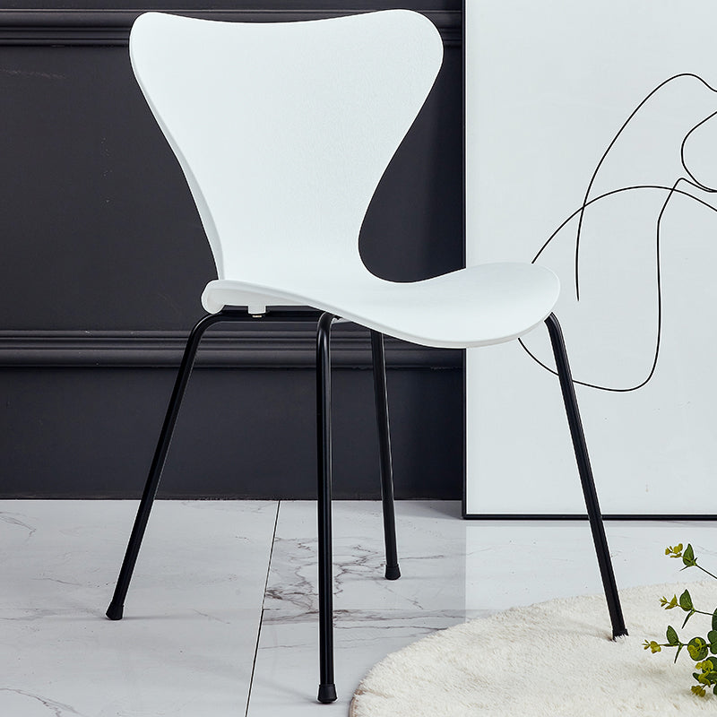 Contemporary Metal Dining Chairs Dining Armless Side Chair for Kitchen White 1 Piece Clearhalo ' kitchen&dining_furn' 'Dining Chairs' 'Dining Tables & Seating' 'dining_chair' 'furn' 'furn_dining_chair' 'Furniture' 'furniture_dining_chair' 'Kitchen & Dining Furniture' 'kitchen' 4438190