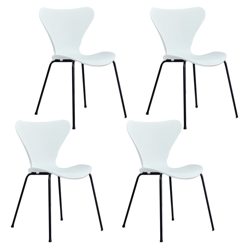 Contemporary Metal Dining Chairs Dining Armless Side Chair for Kitchen White 4 Piece Set Clearhalo ' kitchen&dining_furn' 'Dining Chairs' 'Dining Tables & Seating' 'dining_chair' 'furn' 'furn_dining_chair' 'Furniture' 'furniture_dining_chair' 'Kitchen & Dining Furniture' 'kitchen' 4438194